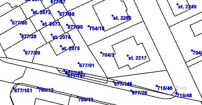 Parcela st. 704/3 v KÚ Nové Město nad Metují, Katastrální mapa
