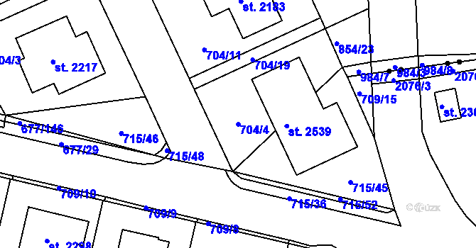 Parcela st. 704/4 v KÚ Nové Město nad Metují, Katastrální mapa