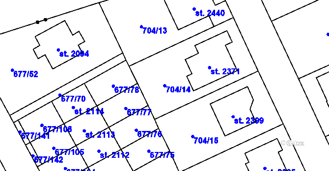 Parcela st. 704/14 v KÚ Nové Město nad Metují, Katastrální mapa