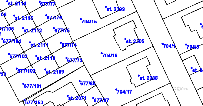 Parcela st. 704/16 v KÚ Nové Město nad Metují, Katastrální mapa