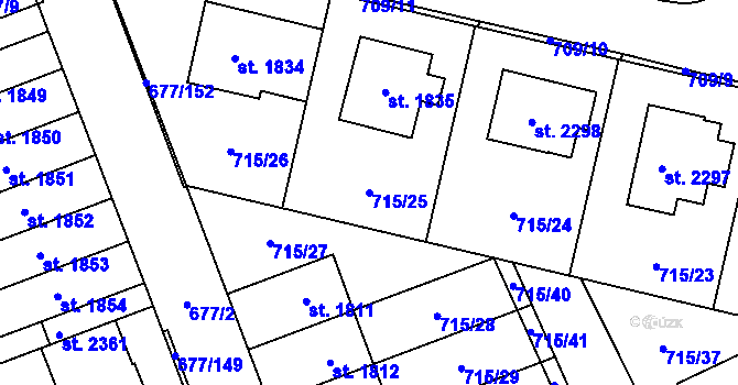 Parcela st. 715/25 v KÚ Nové Město nad Metují, Katastrální mapa