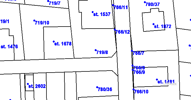 Parcela st. 719/8 v KÚ Nové Město nad Metují, Katastrální mapa