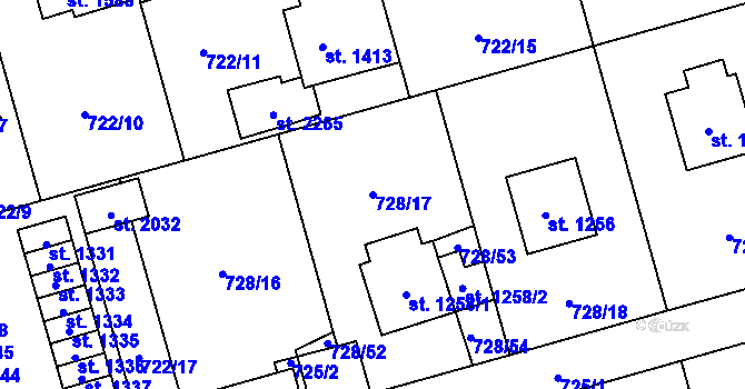 Parcela st. 728/17 v KÚ Nové Město nad Metují, Katastrální mapa