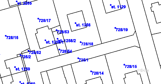 Parcela st. 728/18 v KÚ Nové Město nad Metují, Katastrální mapa