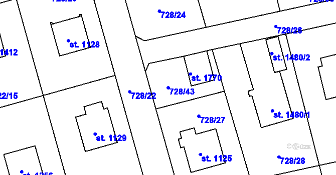 Parcela st. 728/43 v KÚ Nové Město nad Metují, Katastrální mapa