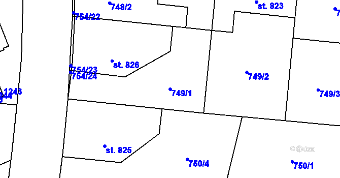 Parcela st. 749/1 v KÚ Nové Město nad Metují, Katastrální mapa
