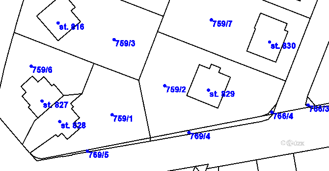 Parcela st. 759/2 v KÚ Nové Město nad Metují, Katastrální mapa