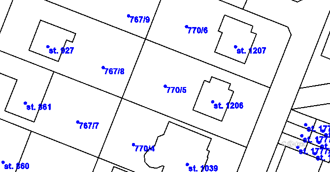 Parcela st. 770/5 v KÚ Nové Město nad Metují, Katastrální mapa