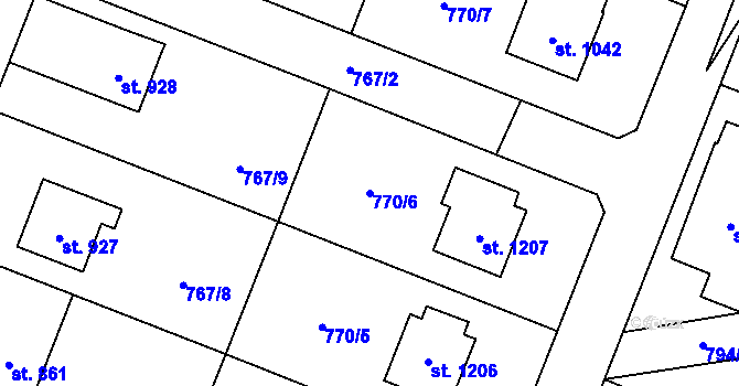 Parcela st. 770/6 v KÚ Nové Město nad Metují, Katastrální mapa
