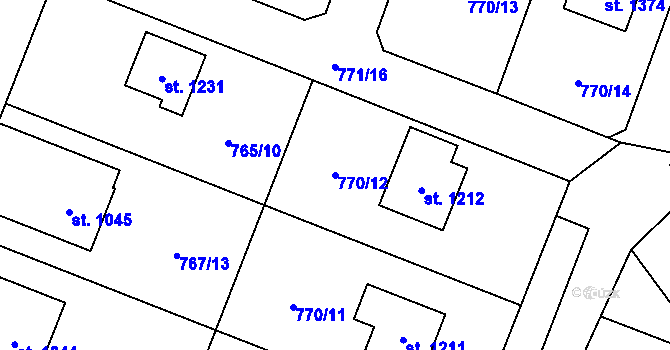 Parcela st. 770/12 v KÚ Nové Město nad Metují, Katastrální mapa
