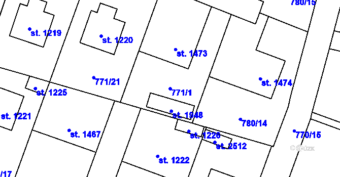 Parcela st. 771/1 v KÚ Nové Město nad Metují, Katastrální mapa