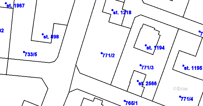 Parcela st. 771/2 v KÚ Nové Město nad Metují, Katastrální mapa