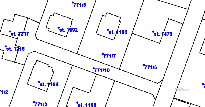 Parcela st. 771/7 v KÚ Nové Město nad Metují, Katastrální mapa