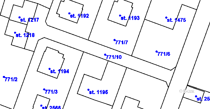 Parcela st. 771/10 v KÚ Nové Město nad Metují, Katastrální mapa
