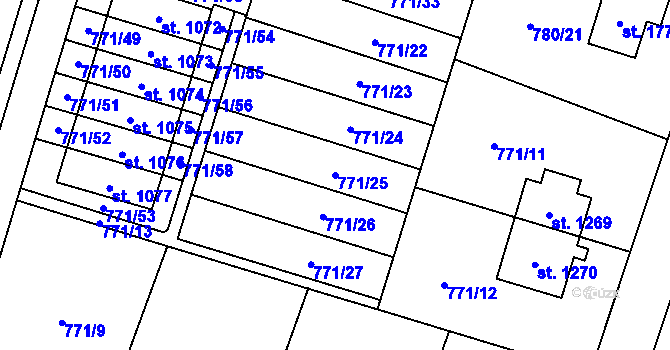 Parcela st. 771/25 v KÚ Nové Město nad Metují, Katastrální mapa