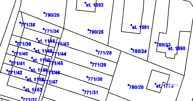 Parcela st. 771/28 v KÚ Nové Město nad Metují, Katastrální mapa