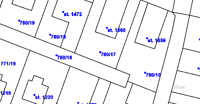 Parcela st. 780/17 v KÚ Nové Město nad Metují, Katastrální mapa