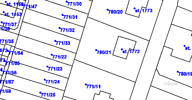 Parcela st. 780/21 v KÚ Nové Město nad Metují, Katastrální mapa