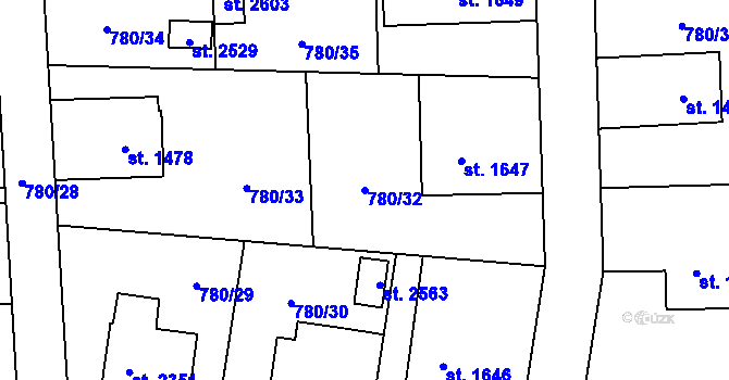 Parcela st. 780/32 v KÚ Nové Město nad Metují, Katastrální mapa