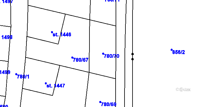 Parcela st. 780/70 v KÚ Nové Město nad Metují, Katastrální mapa