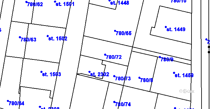 Parcela st. 780/72 v KÚ Nové Město nad Metují, Katastrální mapa