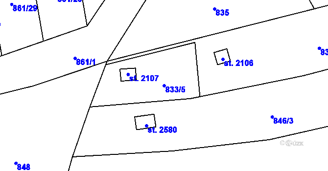 Parcela st. 833/5 v KÚ Nové Město nad Metují, Katastrální mapa