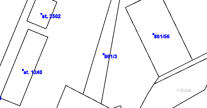 Parcela st. 861/3 v KÚ Nové Město nad Metují, Katastrální mapa