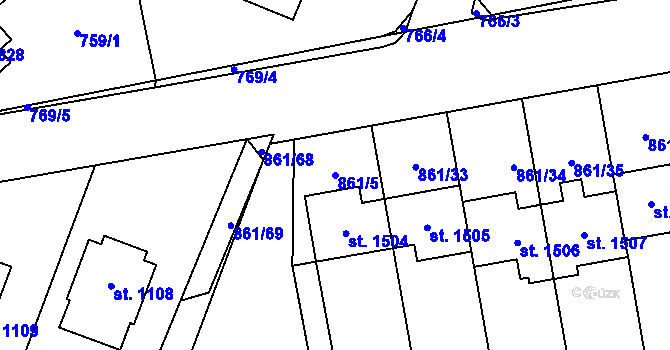 Parcela st. 861/5 v KÚ Nové Město nad Metují, Katastrální mapa