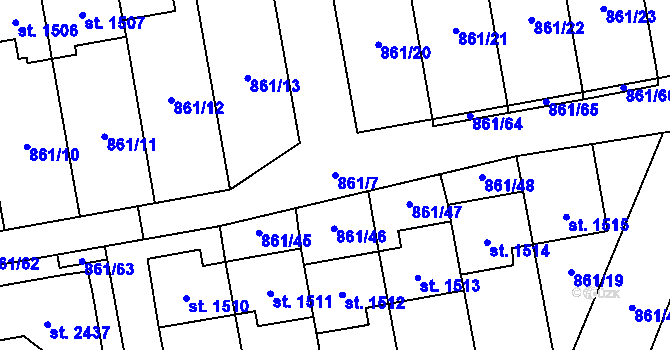 Parcela st. 861/7 v KÚ Nové Město nad Metují, Katastrální mapa