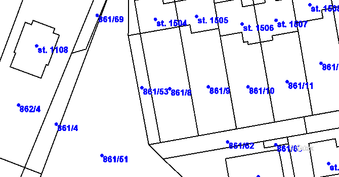 Parcela st. 861/8 v KÚ Nové Město nad Metují, Katastrální mapa
