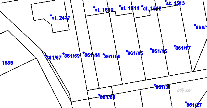 Parcela st. 861/14 v KÚ Nové Město nad Metují, Katastrální mapa