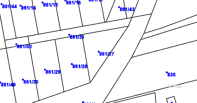 Parcela st. 861/27 v KÚ Nové Město nad Metují, Katastrální mapa