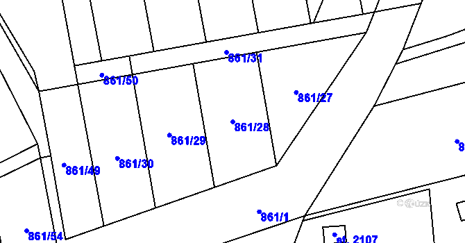 Parcela st. 861/28 v KÚ Nové Město nad Metují, Katastrální mapa