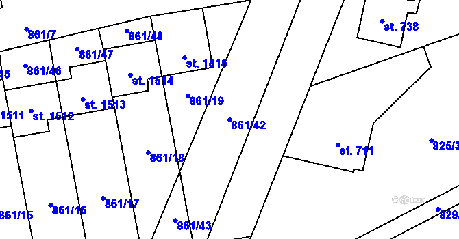 Parcela st. 861/42 v KÚ Nové Město nad Metují, Katastrální mapa