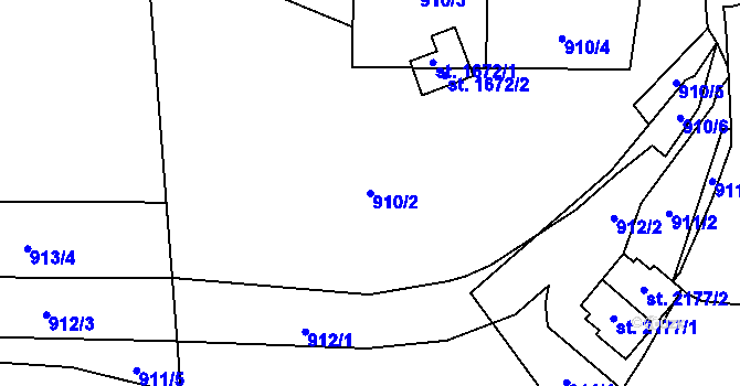 Parcela st. 910/2 v KÚ Nové Město nad Metují, Katastrální mapa