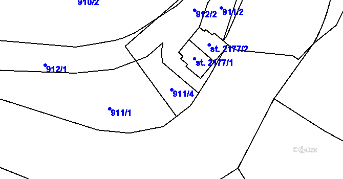 Parcela st. 911/4 v KÚ Nové Město nad Metují, Katastrální mapa