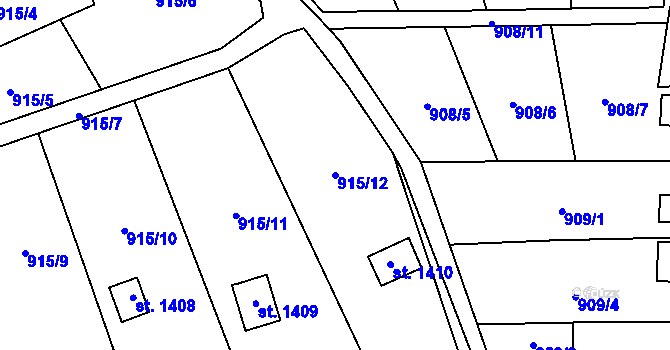 Parcela st. 915/12 v KÚ Nové Město nad Metují, Katastrální mapa