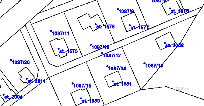 Parcela st. 1087/12 v KÚ Nové Město nad Metují, Katastrální mapa