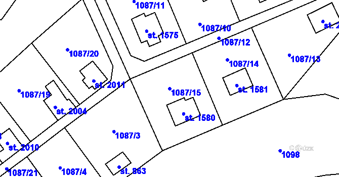 Parcela st. 1087/15 v KÚ Nové Město nad Metují, Katastrální mapa