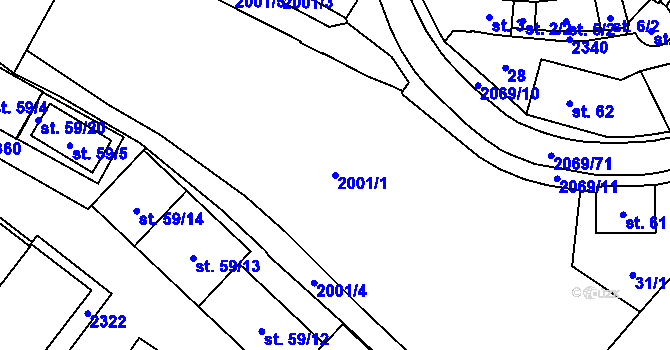 Parcela st. 2001/1 v KÚ Nové Město nad Metují, Katastrální mapa
