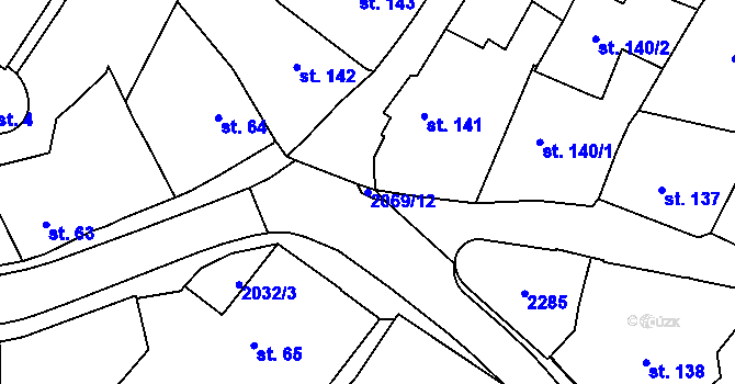 Parcela st. 2069/12 v KÚ Nové Město nad Metují, Katastrální mapa