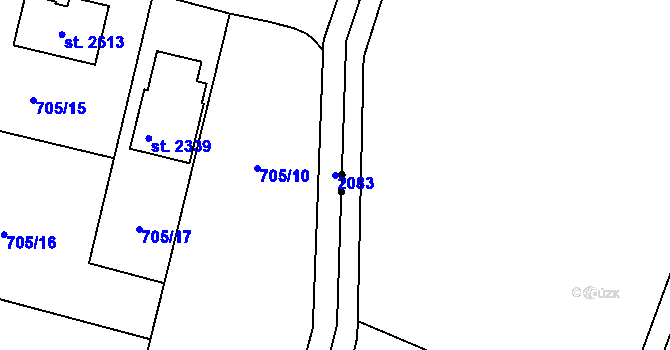 Parcela st. 2083 v KÚ Nové Město nad Metují, Katastrální mapa