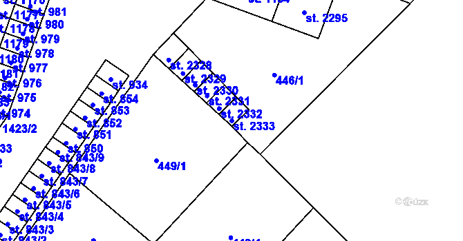 Parcela st. 2333 v KÚ Nové Město nad Metují, Katastrální mapa