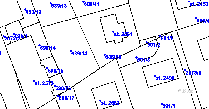 Parcela st. 686/14 v KÚ Nové Město nad Metují, Katastrální mapa