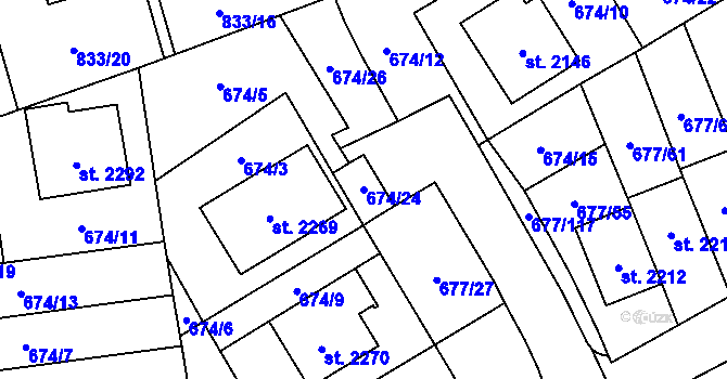 Parcela st. 674/24 v KÚ Nové Město nad Metují, Katastrální mapa