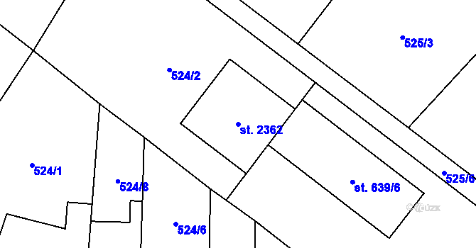 Parcela st. 2362 v KÚ Nové Město nad Metují, Katastrální mapa