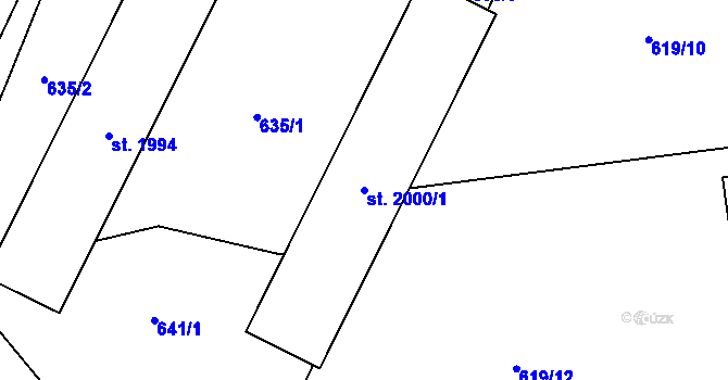Parcela st. 2000/1 v KÚ Nové Město nad Metují, Katastrální mapa