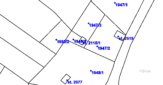 Parcela st. 2115/1 v KÚ Nové Město nad Metují, Katastrální mapa