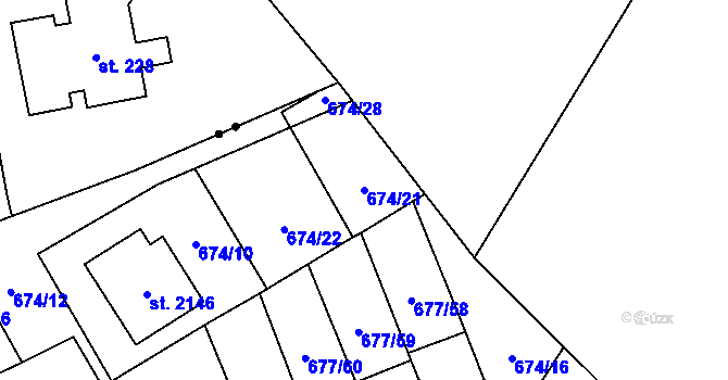 Parcela st. 674/21 v KÚ Nové Město nad Metují, Katastrální mapa