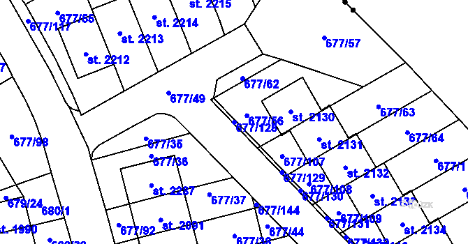 Parcela st. 677/128 v KÚ Nové Město nad Metují, Katastrální mapa